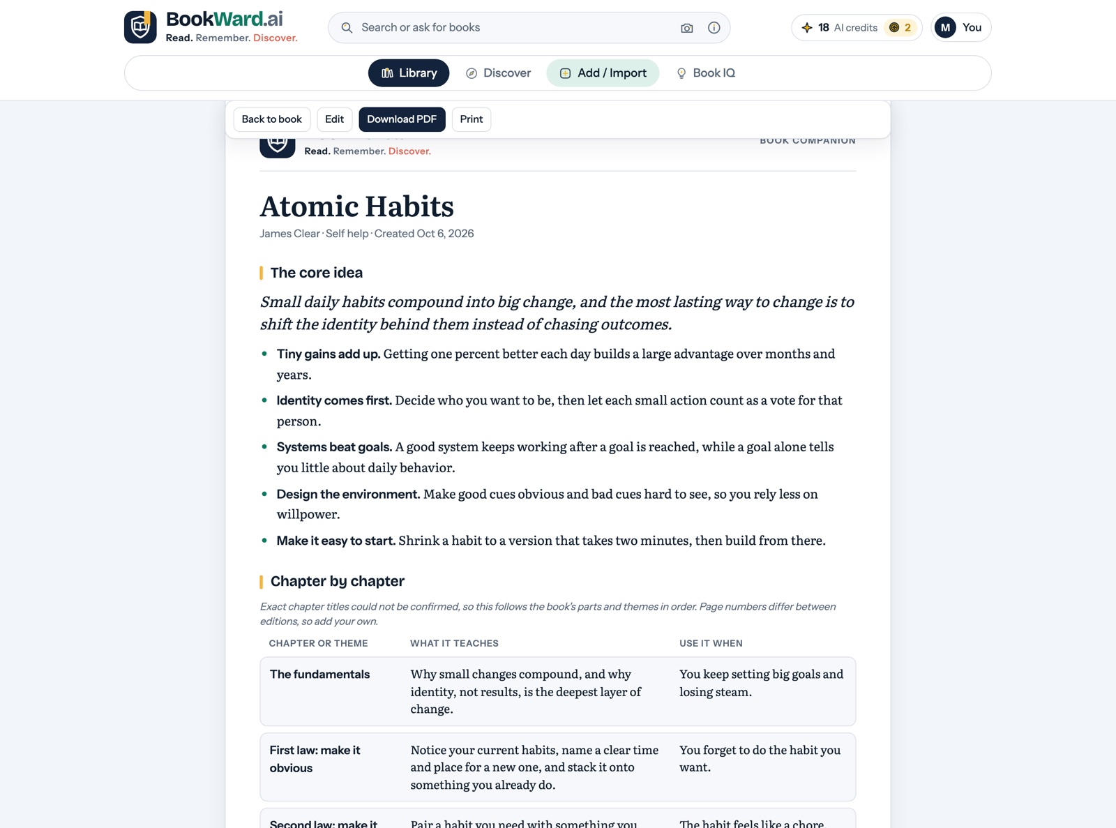 A BookWard Book Companion for Atomic Habits