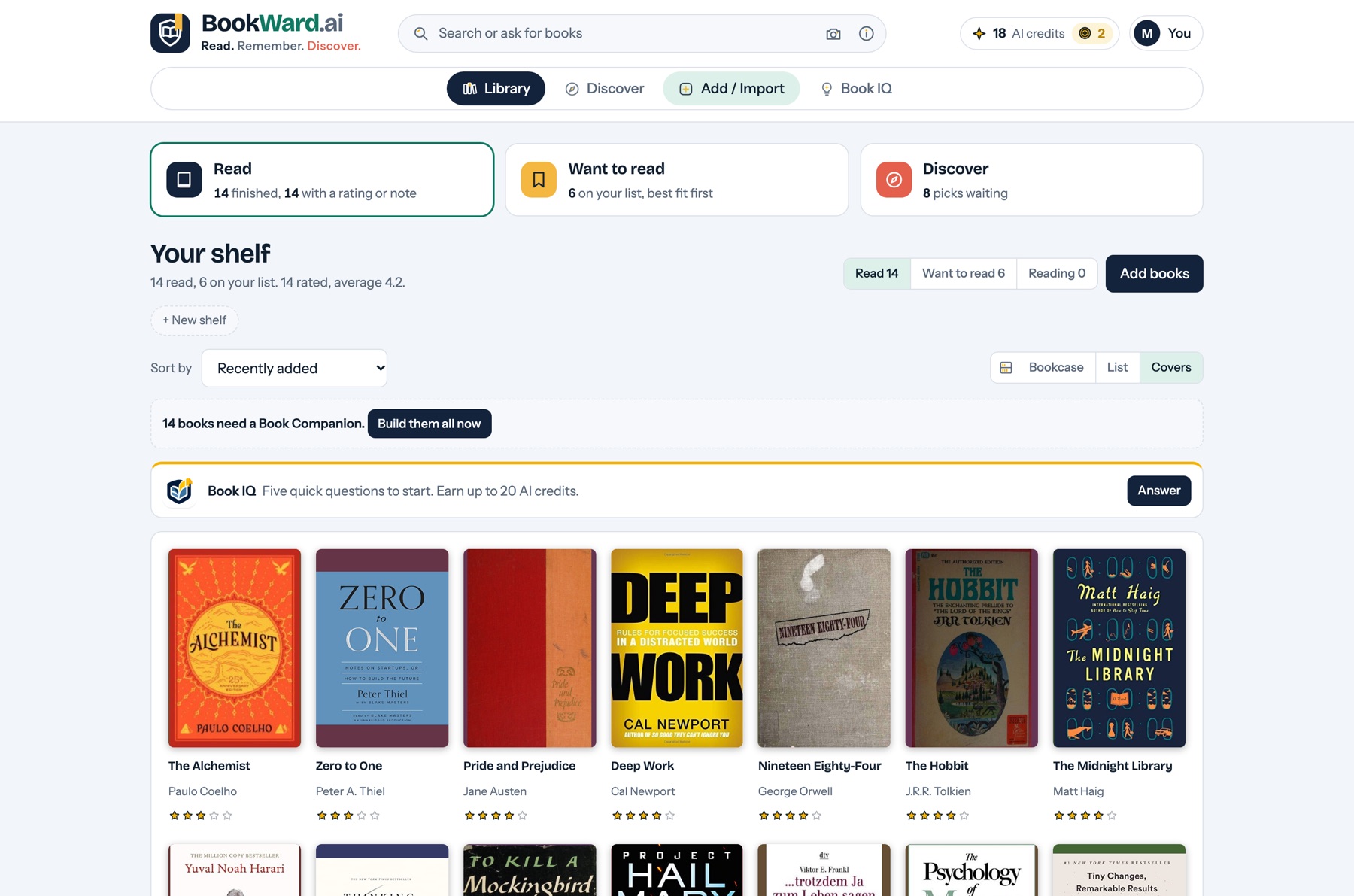 BookWard’s published demo library, shelves, and book covers.